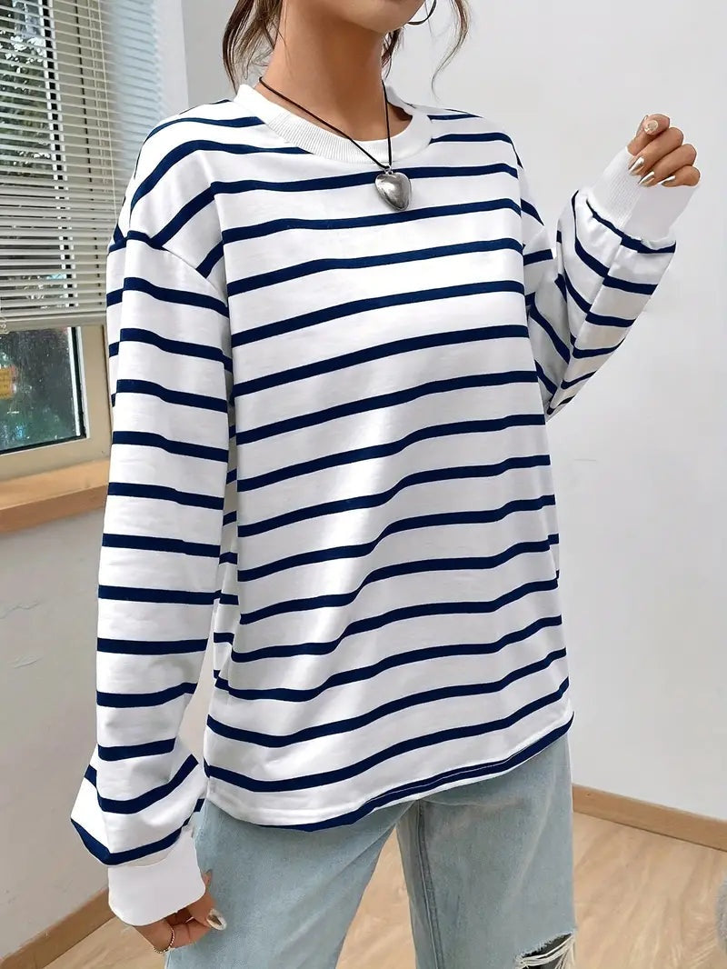 Raya Libre | Sudadera Oversize a Rayas Mujer Sin Capucha