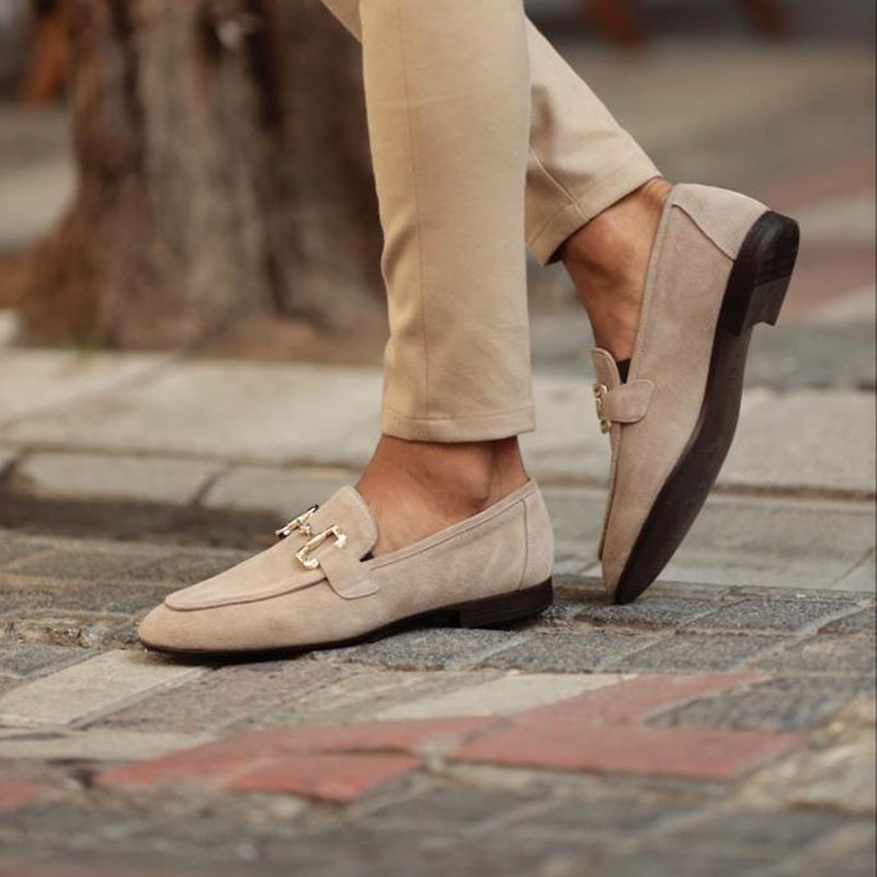 Álvaro | Mocasines de Ante sin Cordones con Hebilla para Hombre