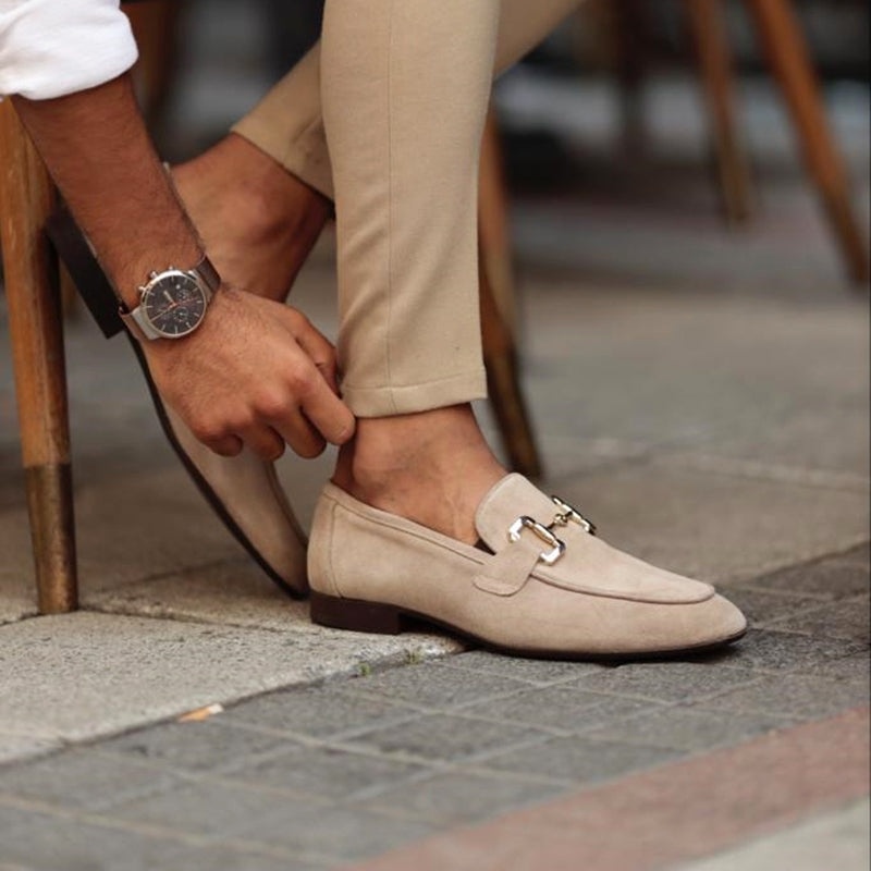 Álvaro | Mocasines de Ante sin Cordones con Hebilla para Hombre