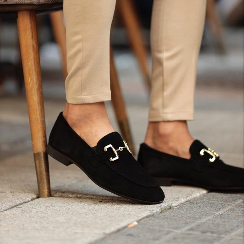 Álvaro | Mocasines de Ante sin Cordones con Hebilla para Hombre