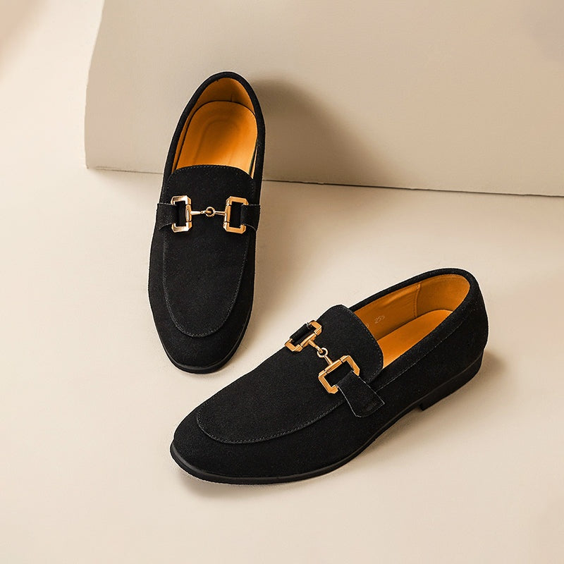 Álvaro | Mocasines de Ante sin Cordones con Hebilla para Hombre