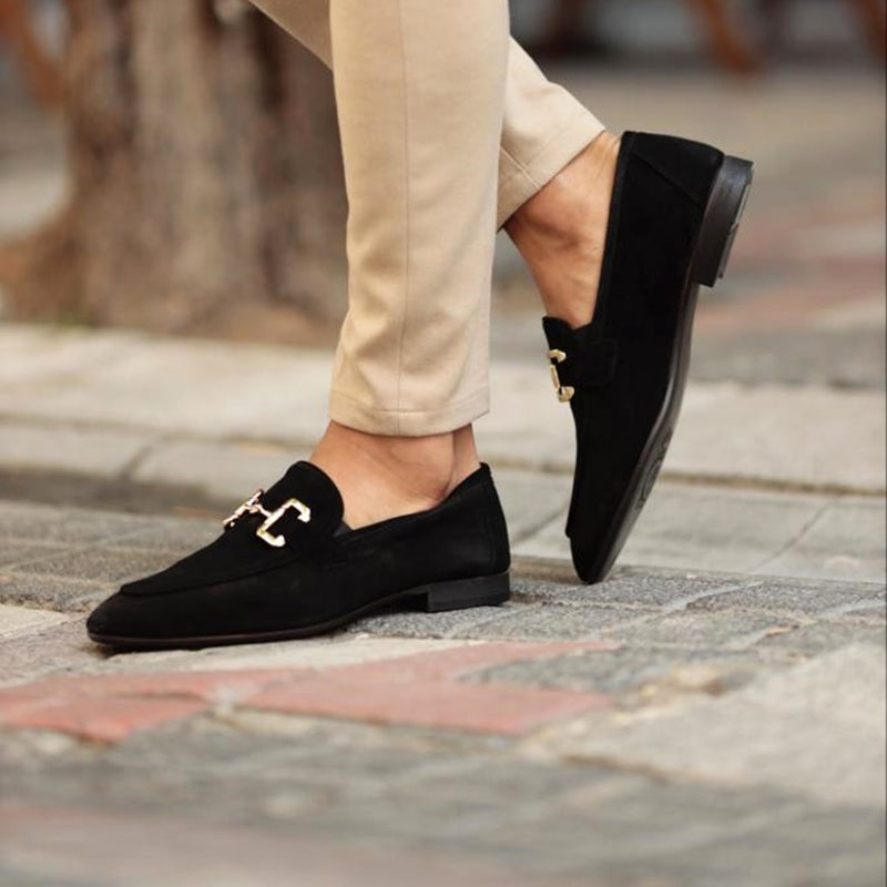 Álvaro | Mocasines de Ante sin Cordones con Hebilla para Hombre