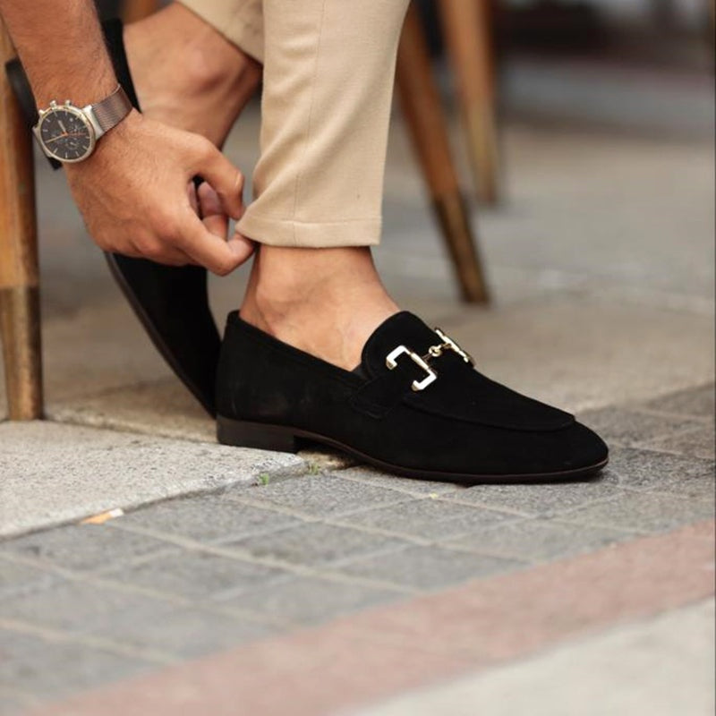 Álvaro | Mocasines de Ante sin Cordones con Hebilla para Hombre