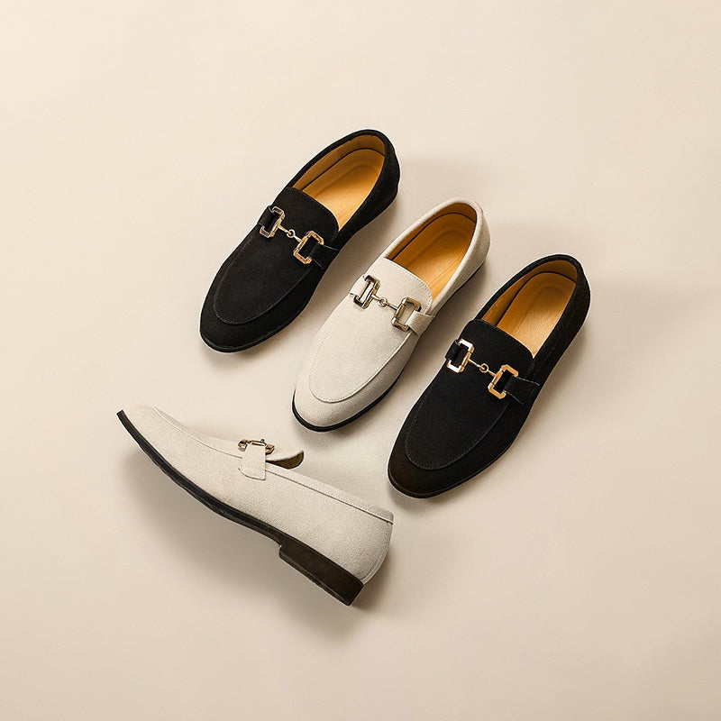 Álvaro | Mocasines de Ante sin Cordones con Hebilla para Hombre
