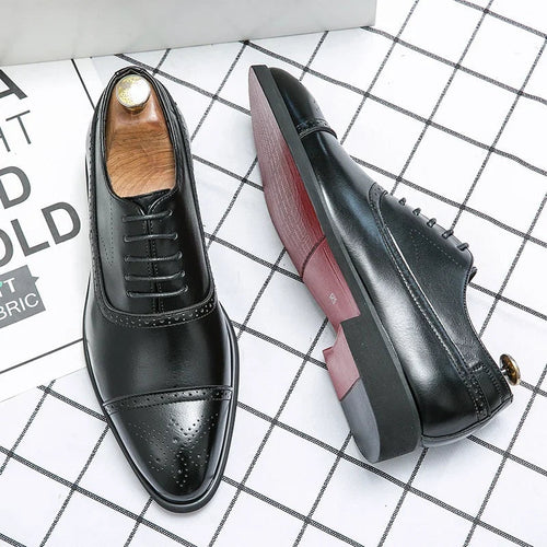 Álvaro | Zapatos Oxford Brogue de Cuero con Suela Roja para Hombre