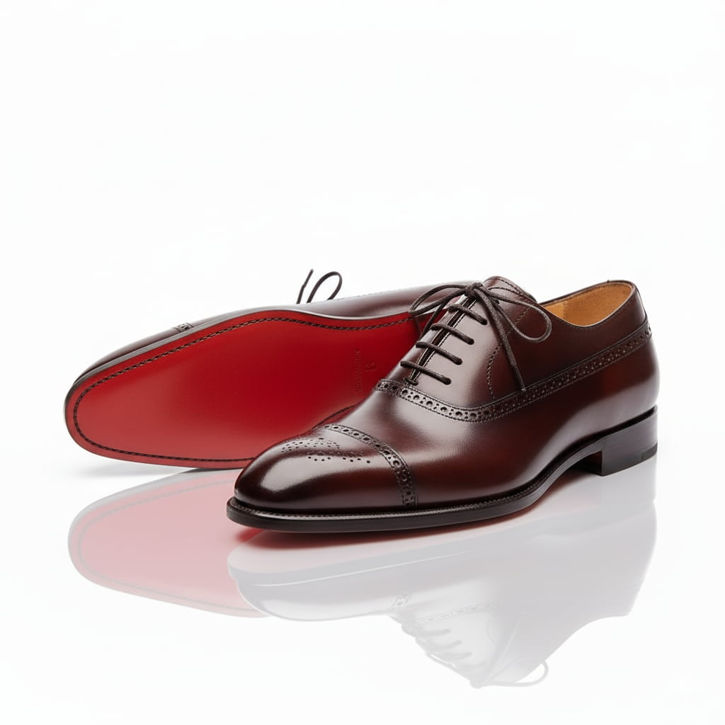 Álvaro | Zapatos Oxford Brogue de Cuero con Suela Roja para Hombre
