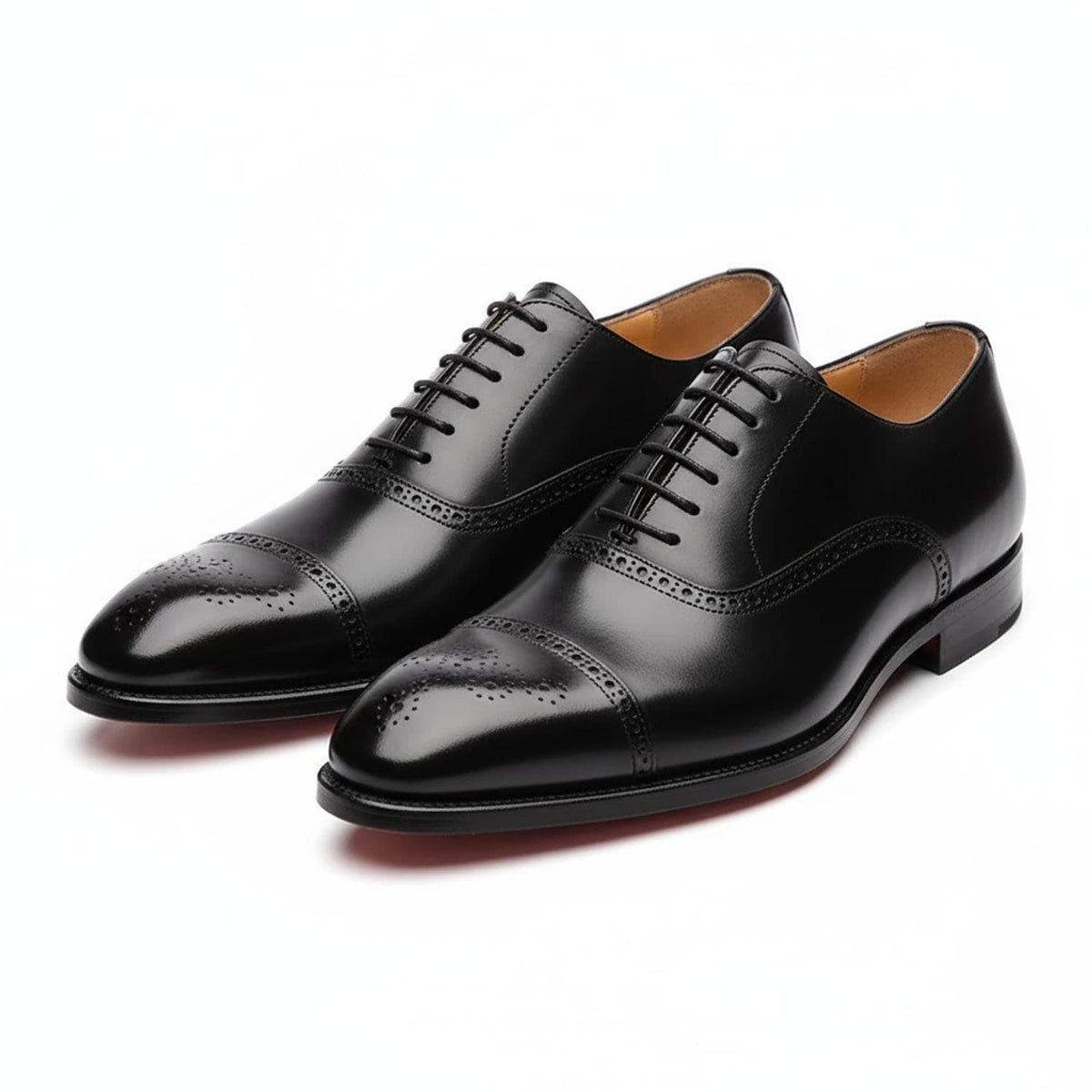 Álvaro | Zapatos Oxford Brogue de Cuero con Suela Roja para Hombre