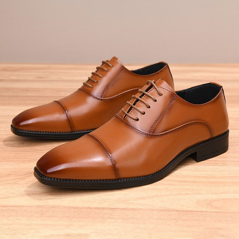 Álvaro | Zapatos Oxford de Cuero con Cordones y Punta Cuadrada para Hombre