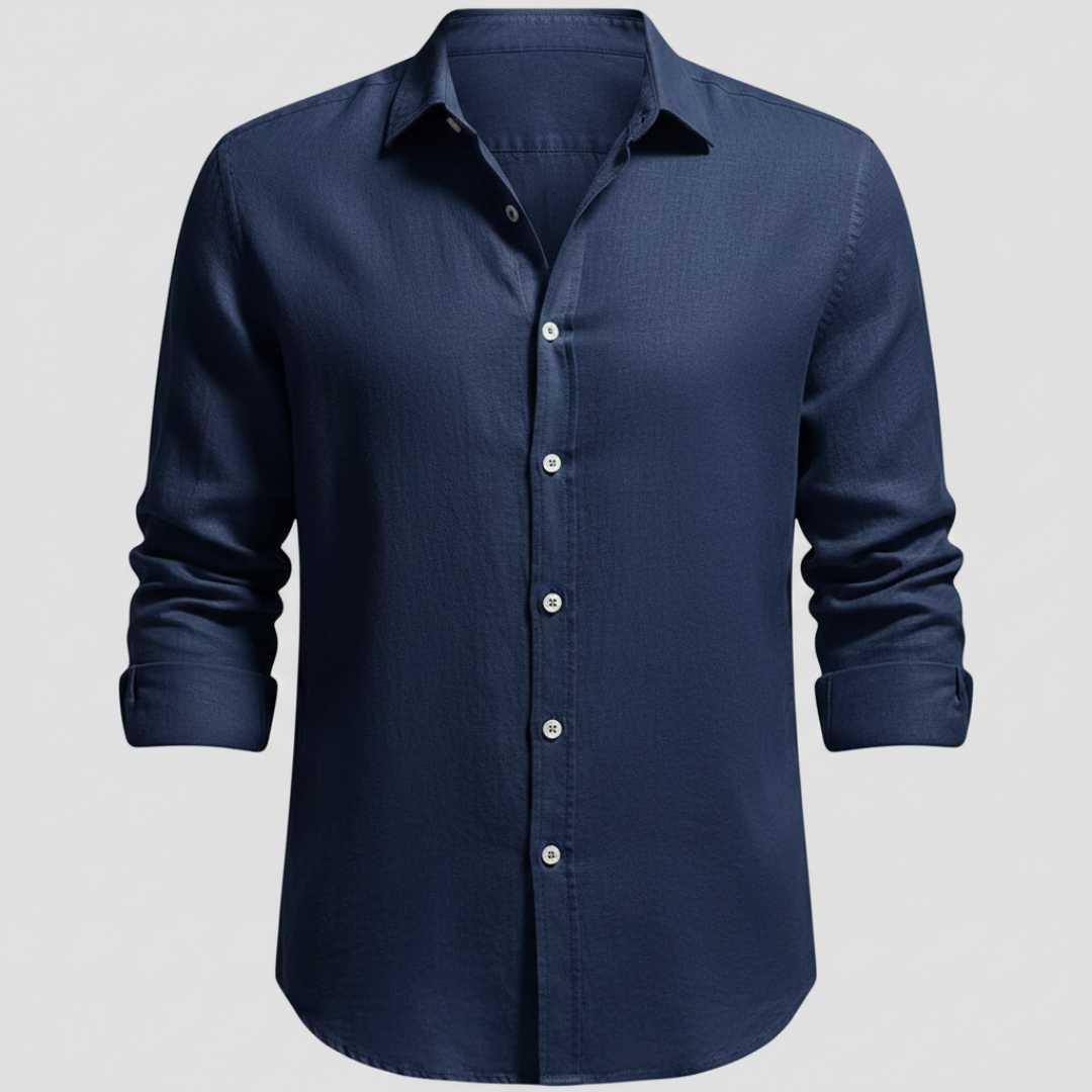 Lino Abierto | Camisa de Lino Hombre de Manga Larga con Cuello Abierto