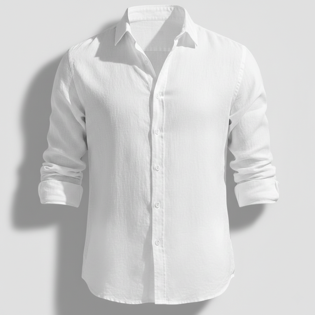 Lino Abierto | Camisa de Lino Hombre de Manga Larga con Cuello Abierto
