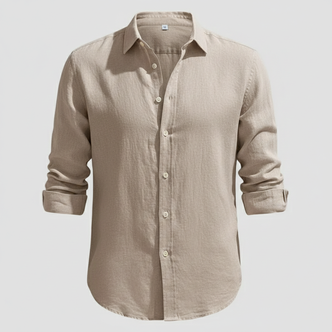 Lino Abierto | Camisa de Lino Hombre de Manga Larga con Cuello Abierto