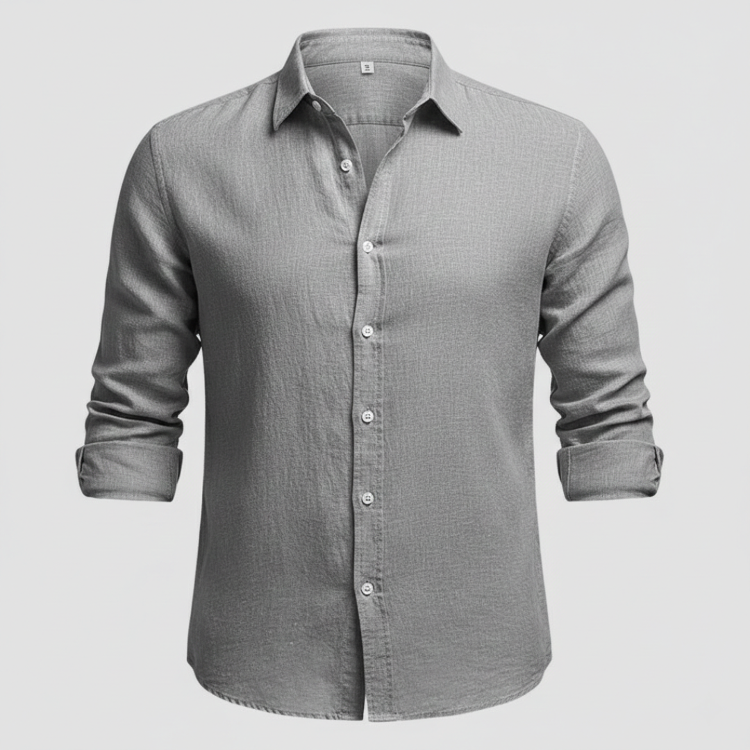 Lino Abierto | Camisa de Lino Hombre de Manga Larga con Cuello Abierto