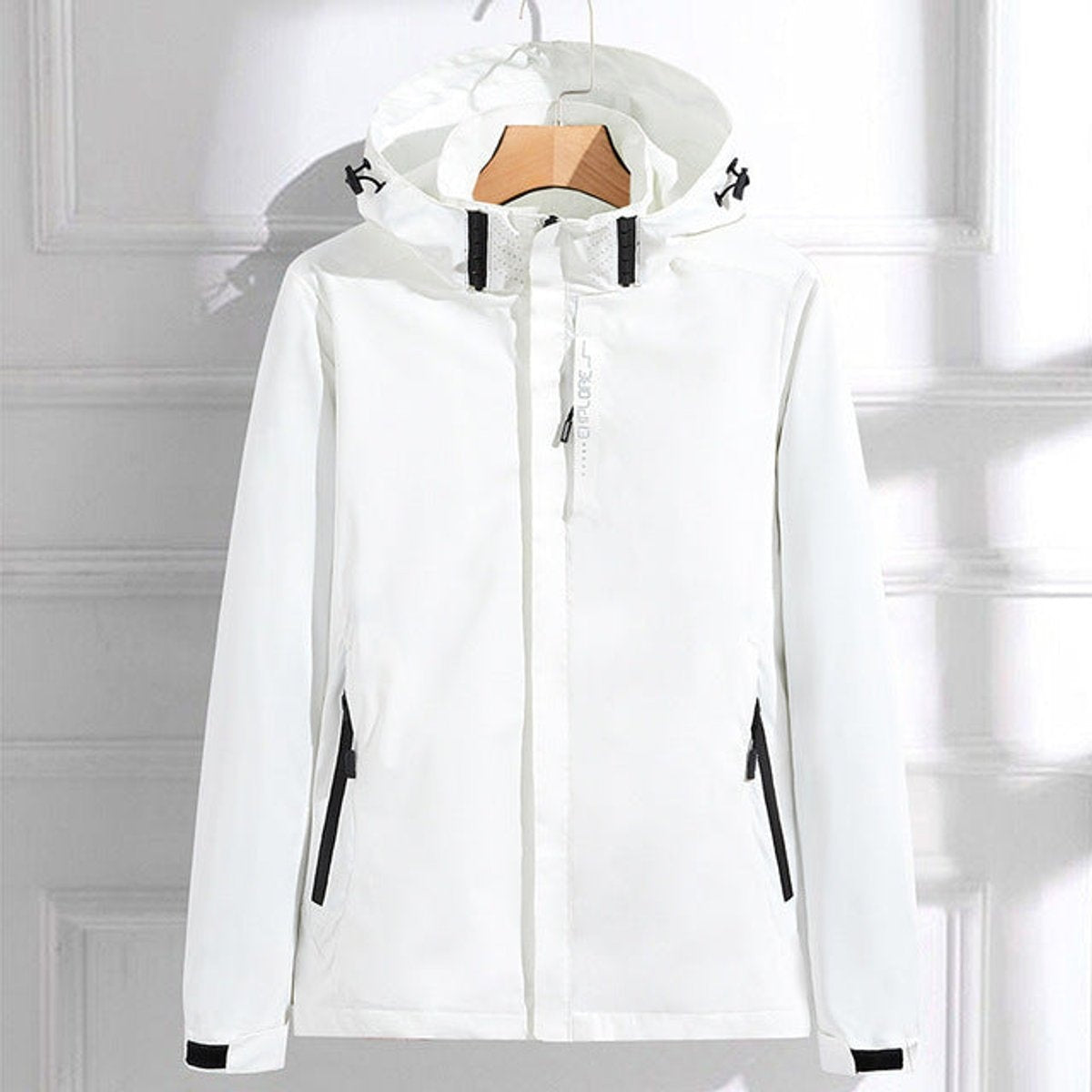 Chaqueta Impermeable con Capucha Cortavientos para Mujer