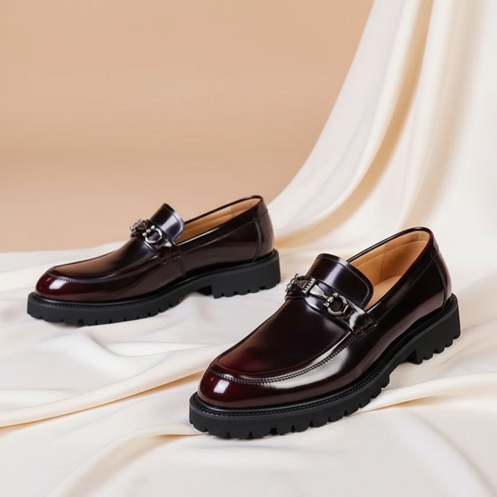 Andrés | Mocasines de Cuero con Hebilla y Suela Track para Hombre