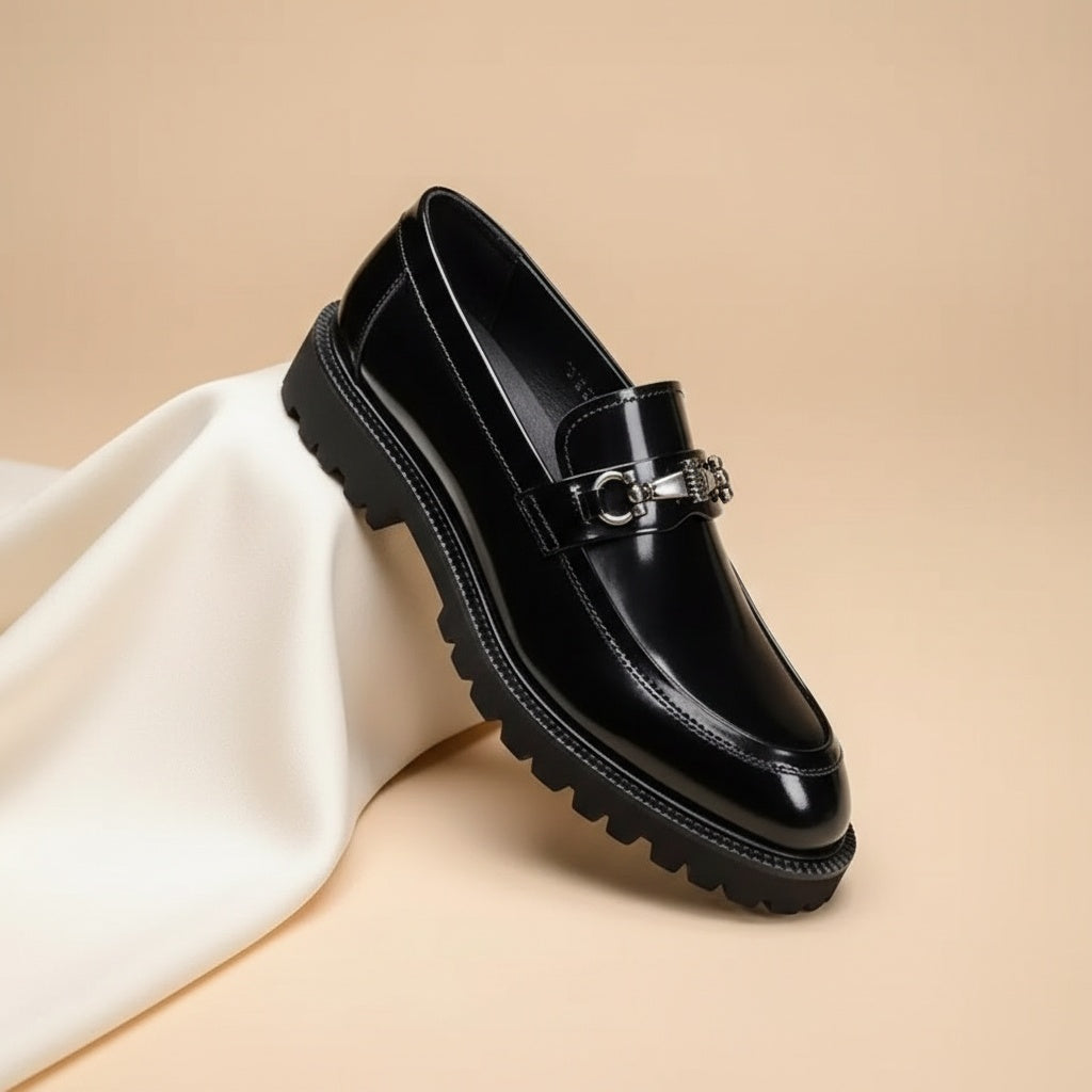 Andrés | Mocasines de Cuero con Hebilla y Suela Track para Hombre