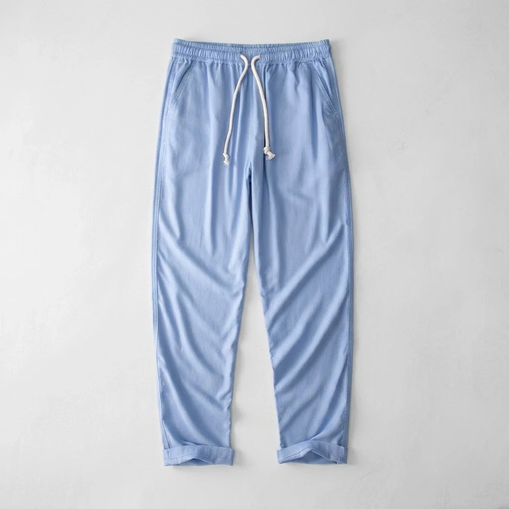 Pantalón de Lino Cintura Elástica Pierna Ancha para Hombre