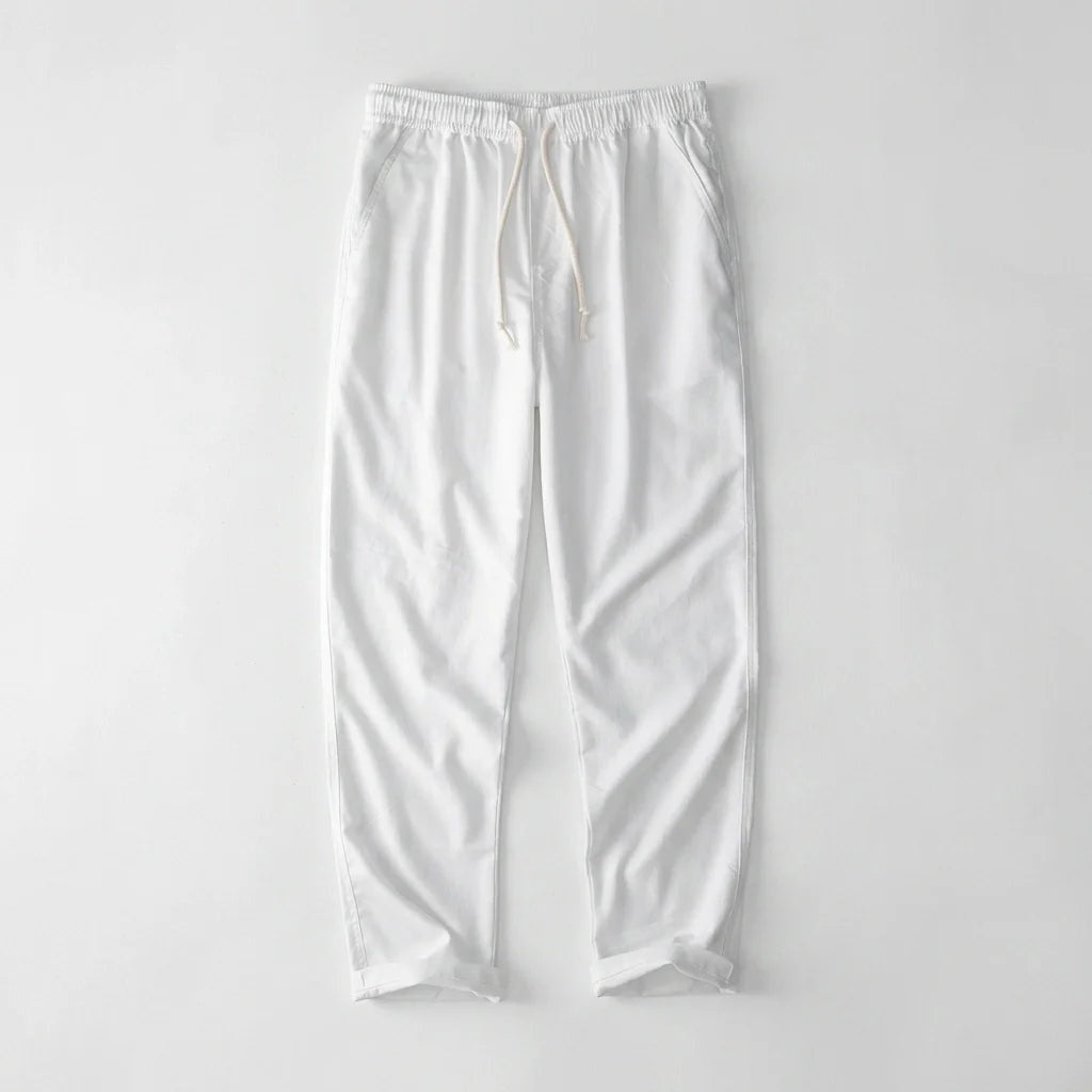 Pantalón de Lino Cintura Elástica Pierna Ancha para Hombre
