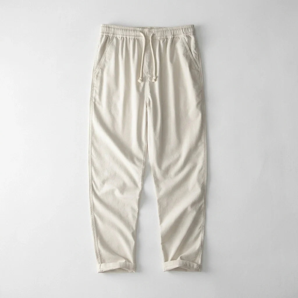 Pantalón de Lino Cintura Elástica Pierna Ancha para Hombre