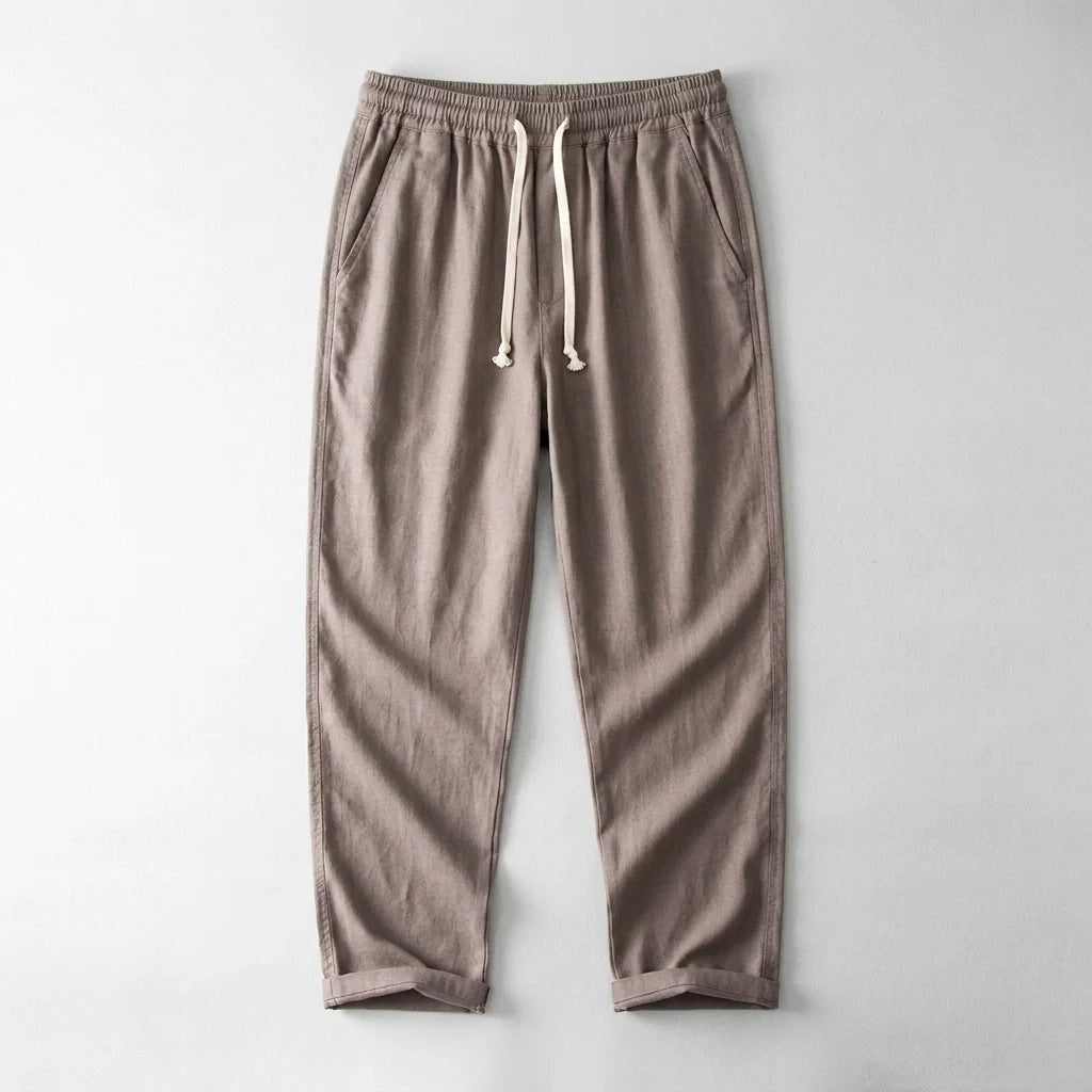 Pantalón de Lino Cintura Elástica Pierna Ancha para Hombre