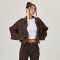 Chaqueta de Ante Oversize Bomber Manga Larga para Mujer