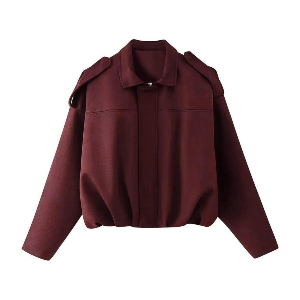 Chaqueta de Ante Oversize Bomber Manga Larga para Mujer
