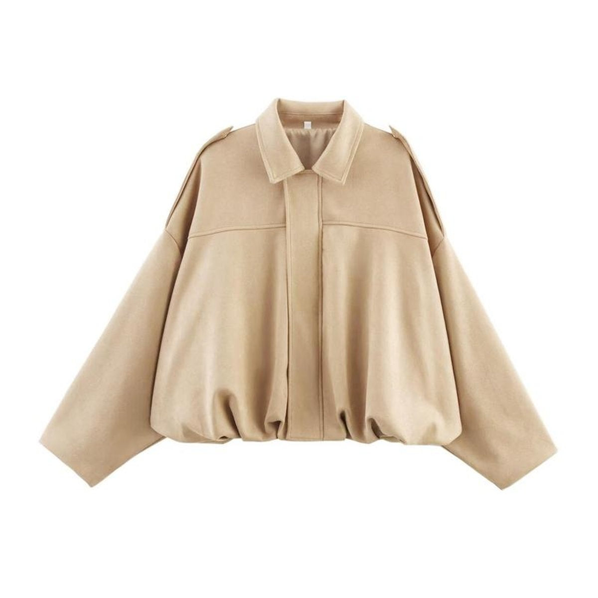 Chaqueta de Ante Oversize Bomber Manga Larga para Mujer