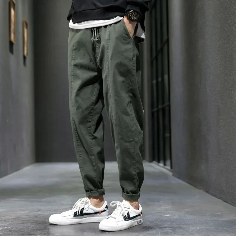 Jogger de Algodón Cropped Cintura Elástica para Hombre