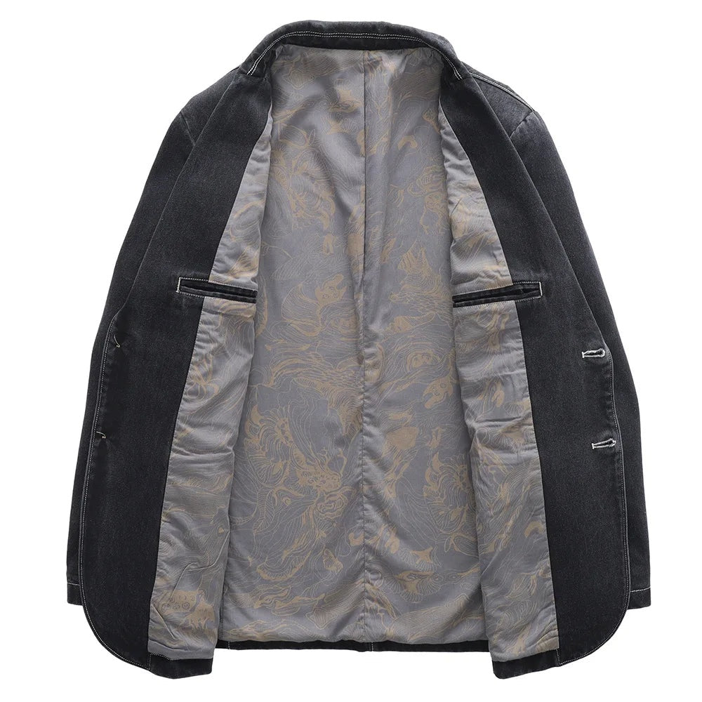 Chaqueta Vaquera Estilo Blazer con Cuello de Solapa para Hombre