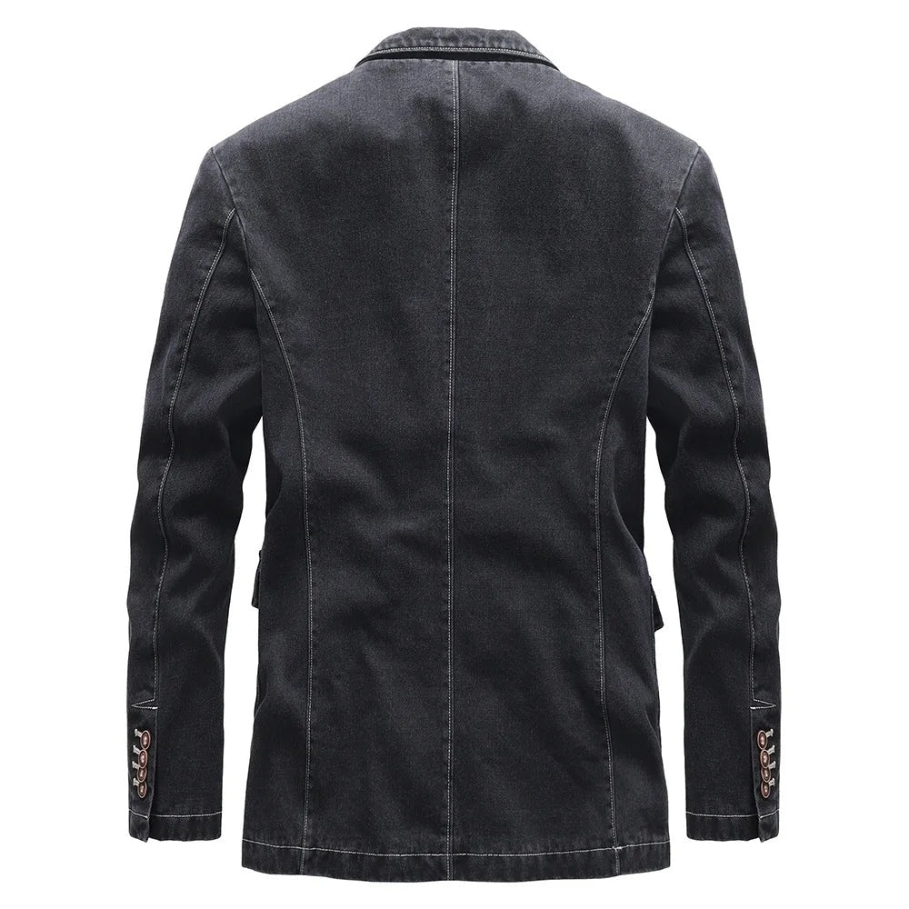 Chaqueta Vaquera Estilo Blazer con Cuello de Solapa para Hombre