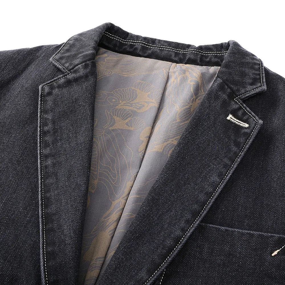 Chaqueta Vaquera Estilo Blazer con Cuello de Solapa para Hombre