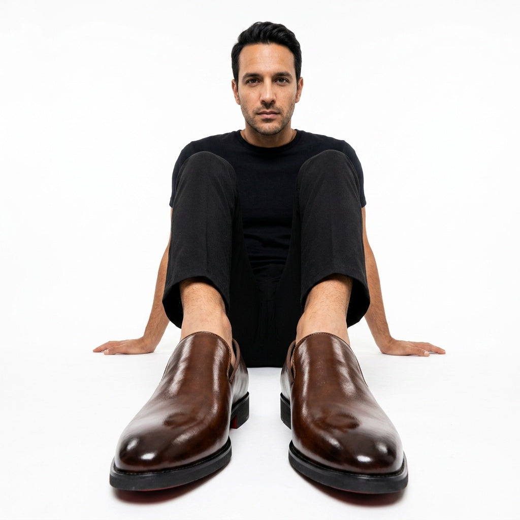 Arturo | Mocasines Negros de Cuero con Puntera Afilada para Hombre