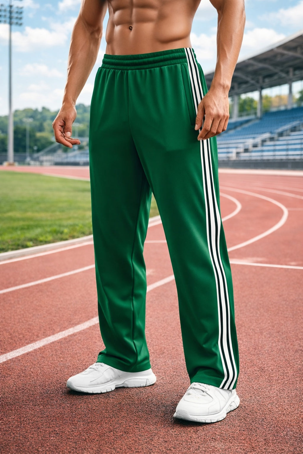 Pantalón Deportivo con Franjas Laterales Corte Recto para Hombre