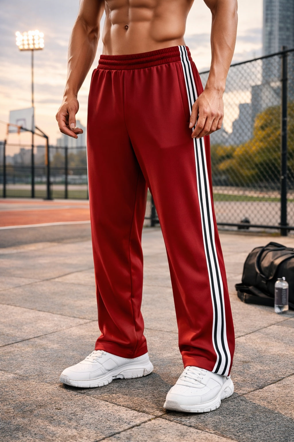 Pantalón Deportivo con Franjas Laterales Corte Recto para Hombre
