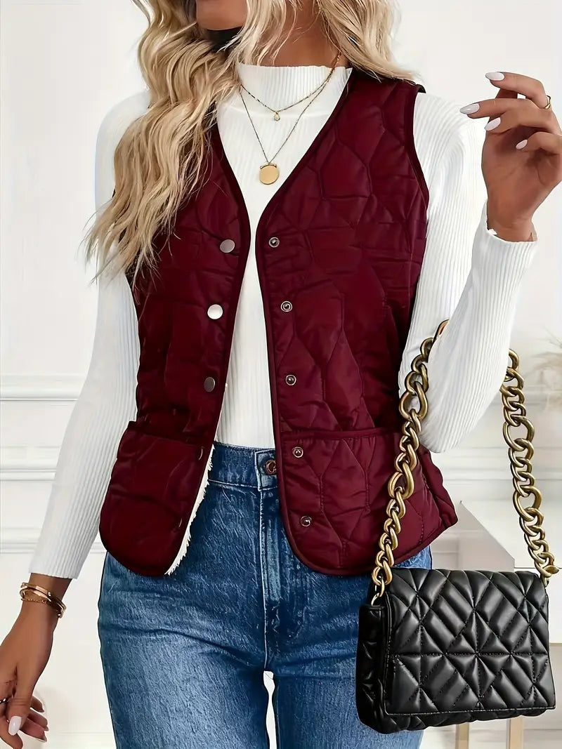 Alba | Chaleco Acolchado Reversible Mujer Forro Sherpa