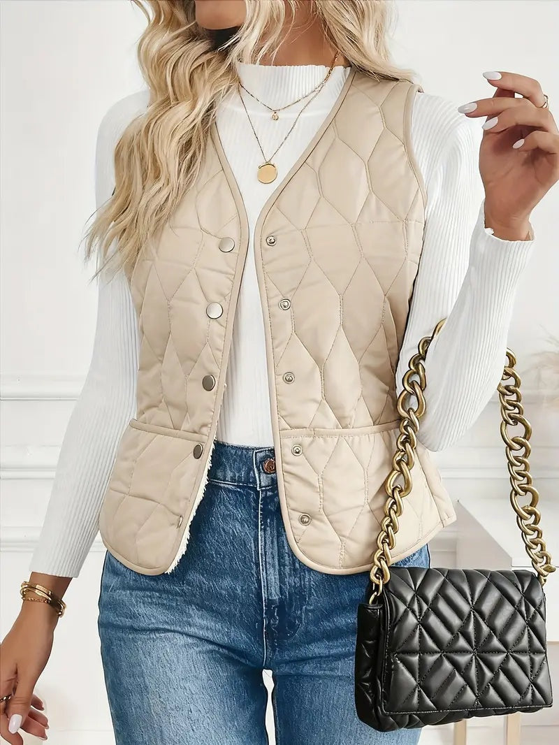 Alba | Chaleco Acolchado Reversible Mujer Forro Sherpa