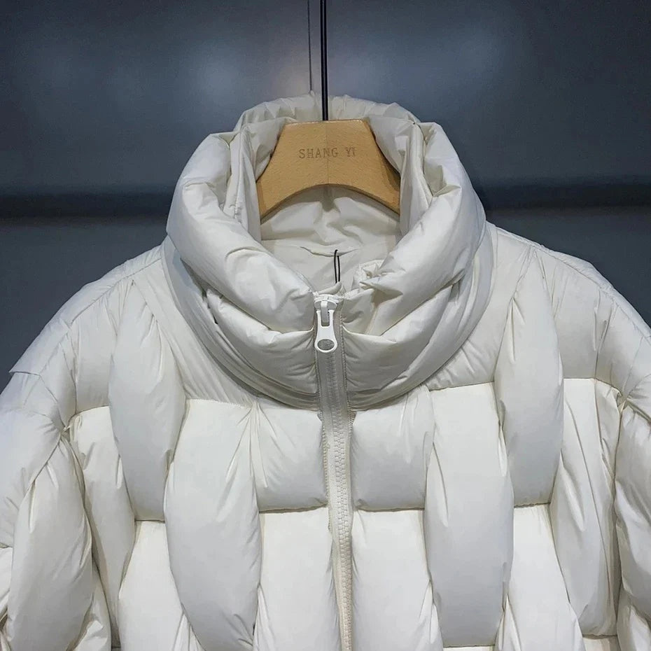 Chaqueta de Plumas Oversize Cuello Alto para Mujer