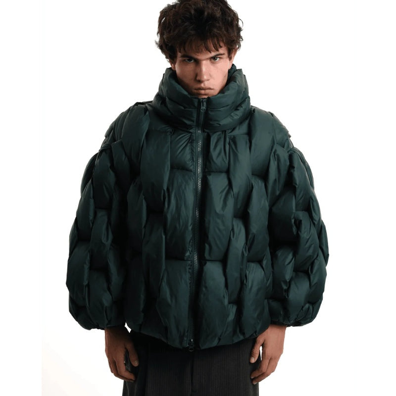 Chaqueta de Plumas Oversize Cuello Alto para Mujer