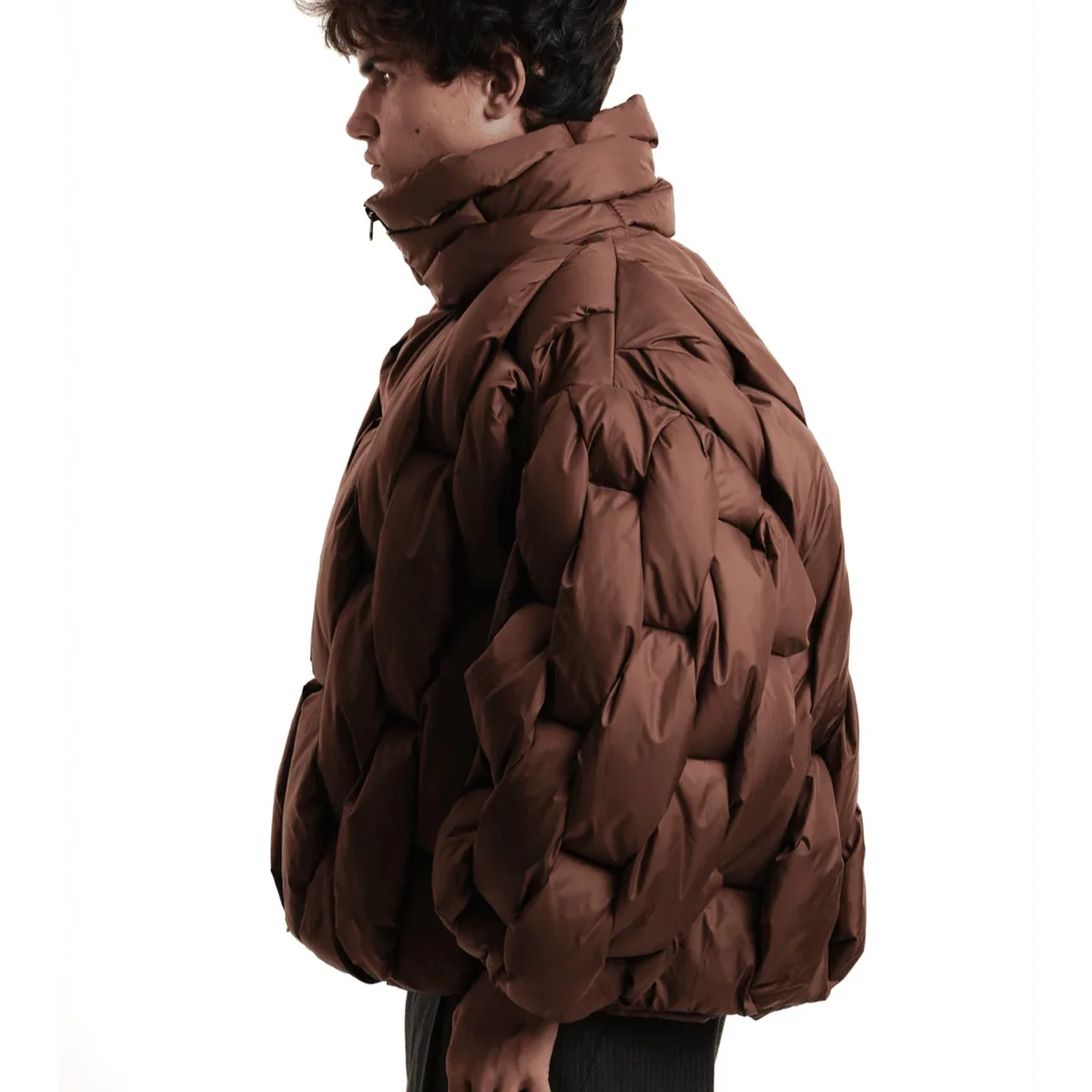 Chaqueta de Plumas Oversize Cuello Alto para Mujer
