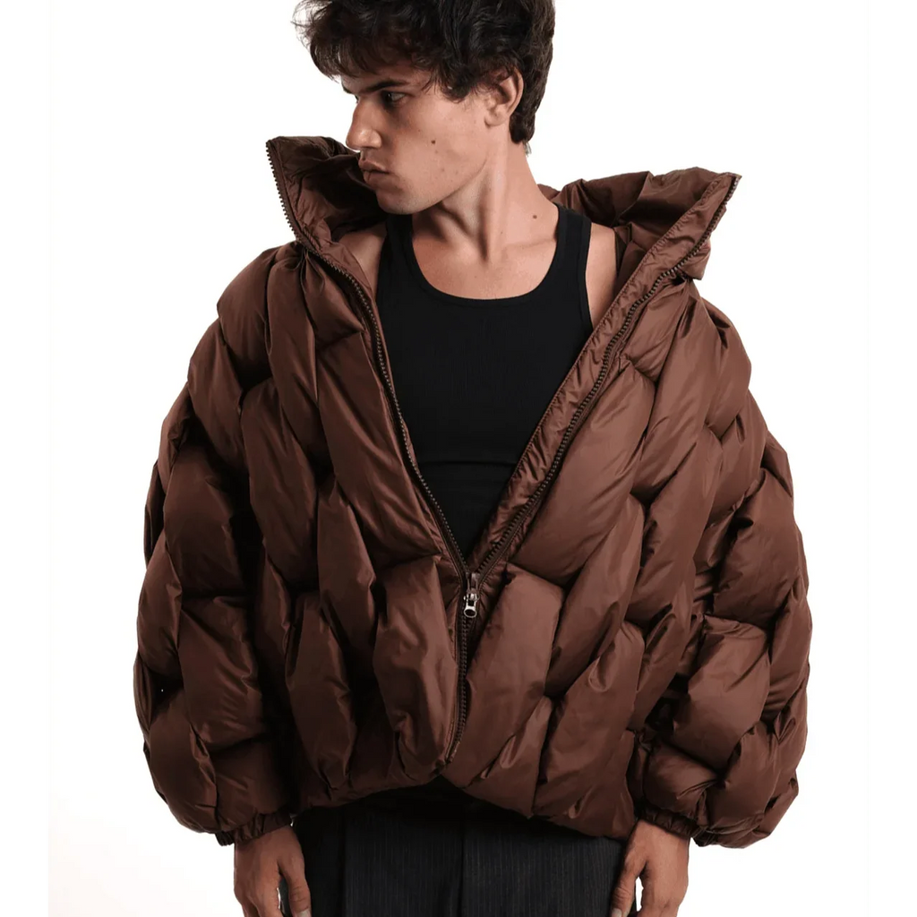 Chaqueta de Plumas Oversize Cuello Alto para Mujer