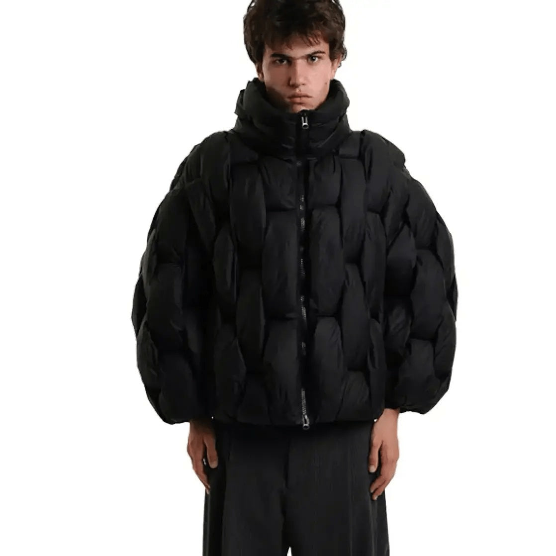Chaqueta de Plumas Oversize Cuello Alto para Mujer