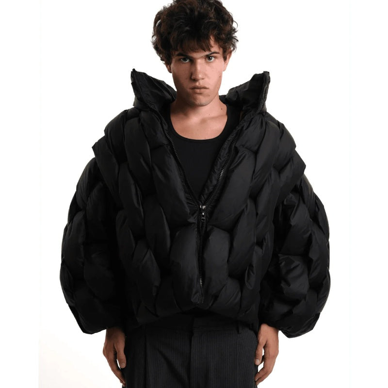 Chaqueta de Plumas Oversize Cuello Alto para Mujer