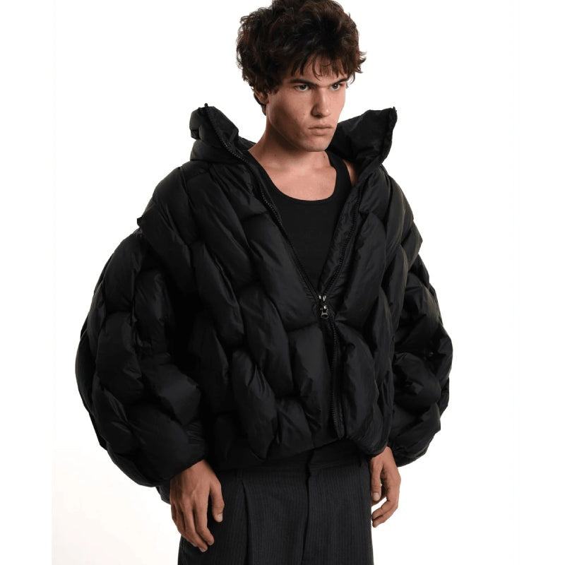 Chaqueta de Plumas Oversize Cuello Alto para Mujer