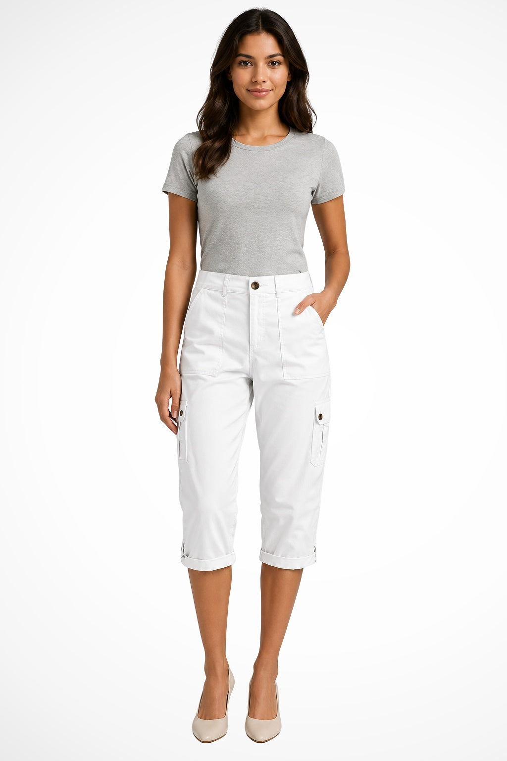 Berta Mujer Pantalones Cargo Cortos Bolsillos Laterales