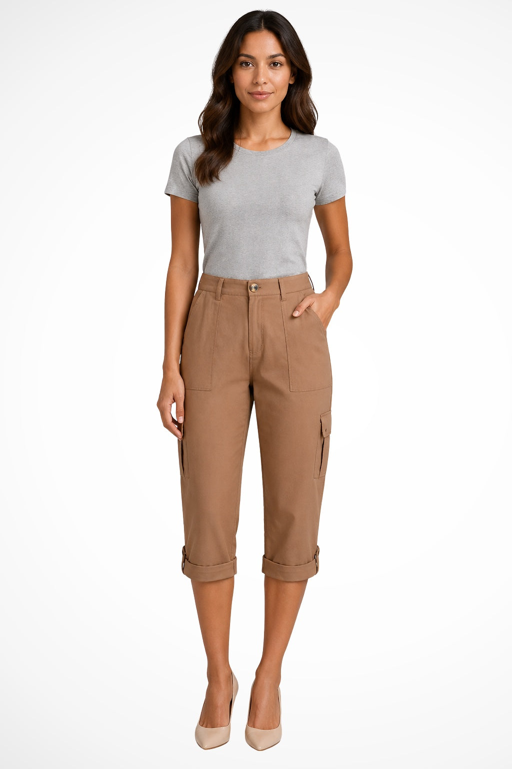 Berta Mujer Pantalones Cargo Cortos Bolsillos Laterales