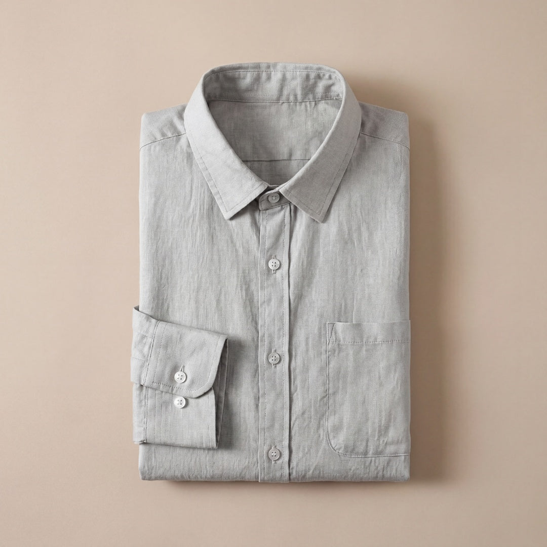 Bolsillo Lino | Camisa de Lino Hombre Manga Larga Bolsillo
