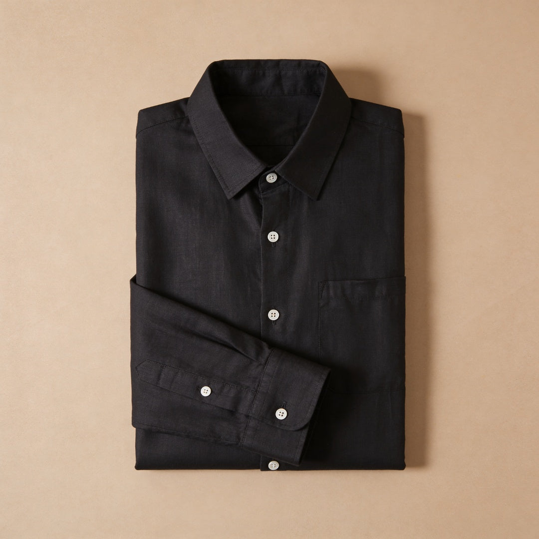 Bolsillo Lino | Camisa de Lino Hombre Manga Larga Bolsillo