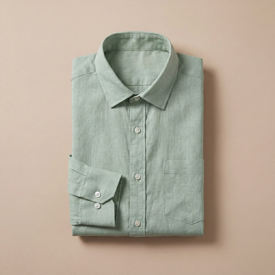 Bolsillo Lino | Camisa de Lino Hombre Manga Larga Bolsillo