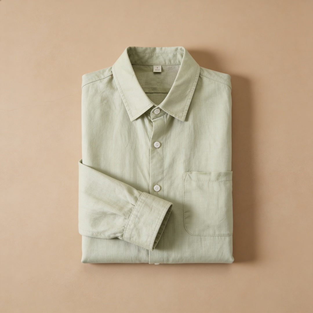 Bolsillo Lino | Camisa de Lino Hombre Manga Larga Bolsillo