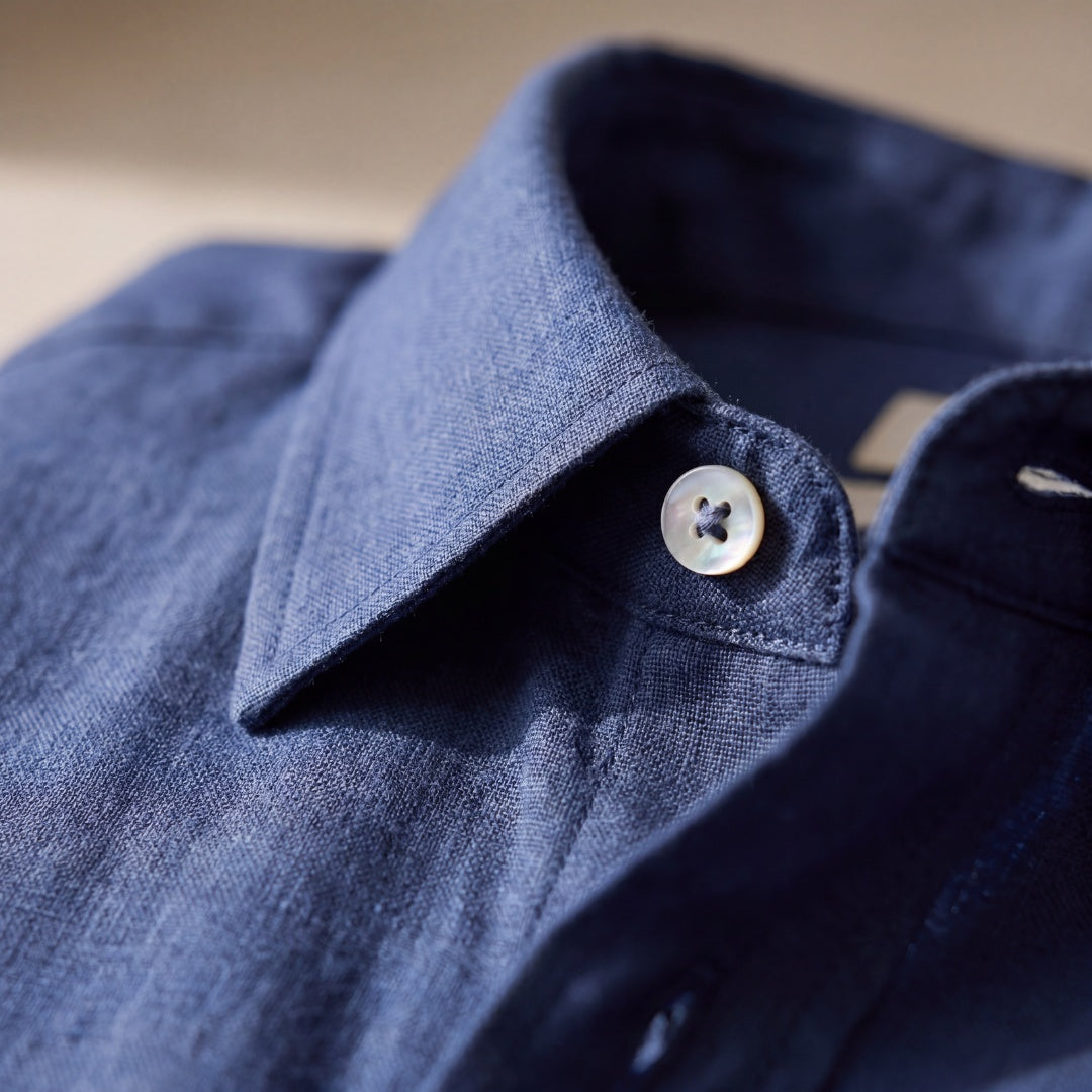 Bolsillo Lino | Camisa de Lino Hombre Manga Larga Bolsillo