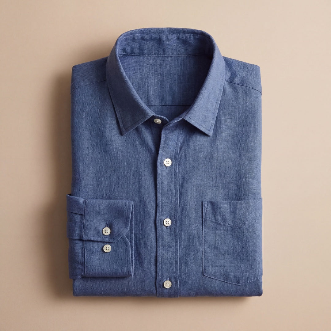 Bolsillo Lino | Camisa de Lino Hombre Manga Larga Bolsillo